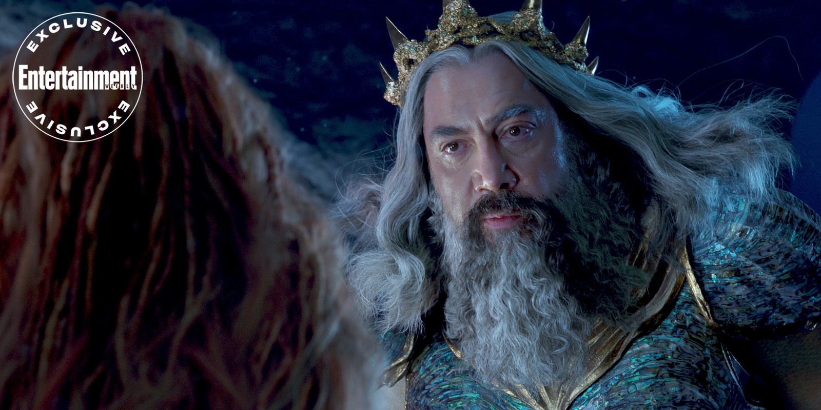 Javier Bardem é o rei Tritão em "A Pequena Sereia" — Foto: Reprodução/Disney