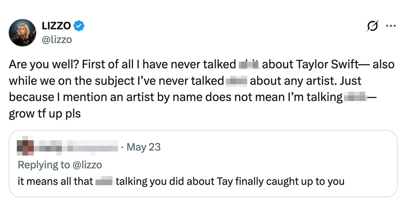 Lizzo reage após ser acusada de provocar Taylor Swift nas redes sociais