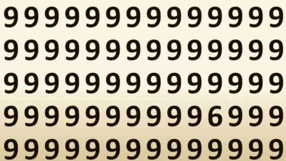 Tente achar o número diferente do 9 em 4 segundos — Foto: Reprodução