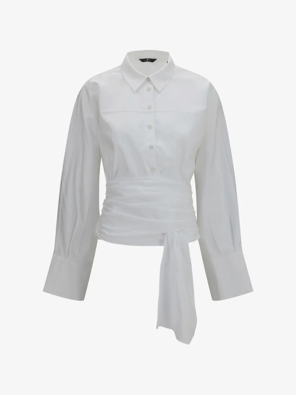 Camisa com amarração na cintura, 7 For All Mankind - Preço sugerido: R$ 2.508 — Foto: Reprodução