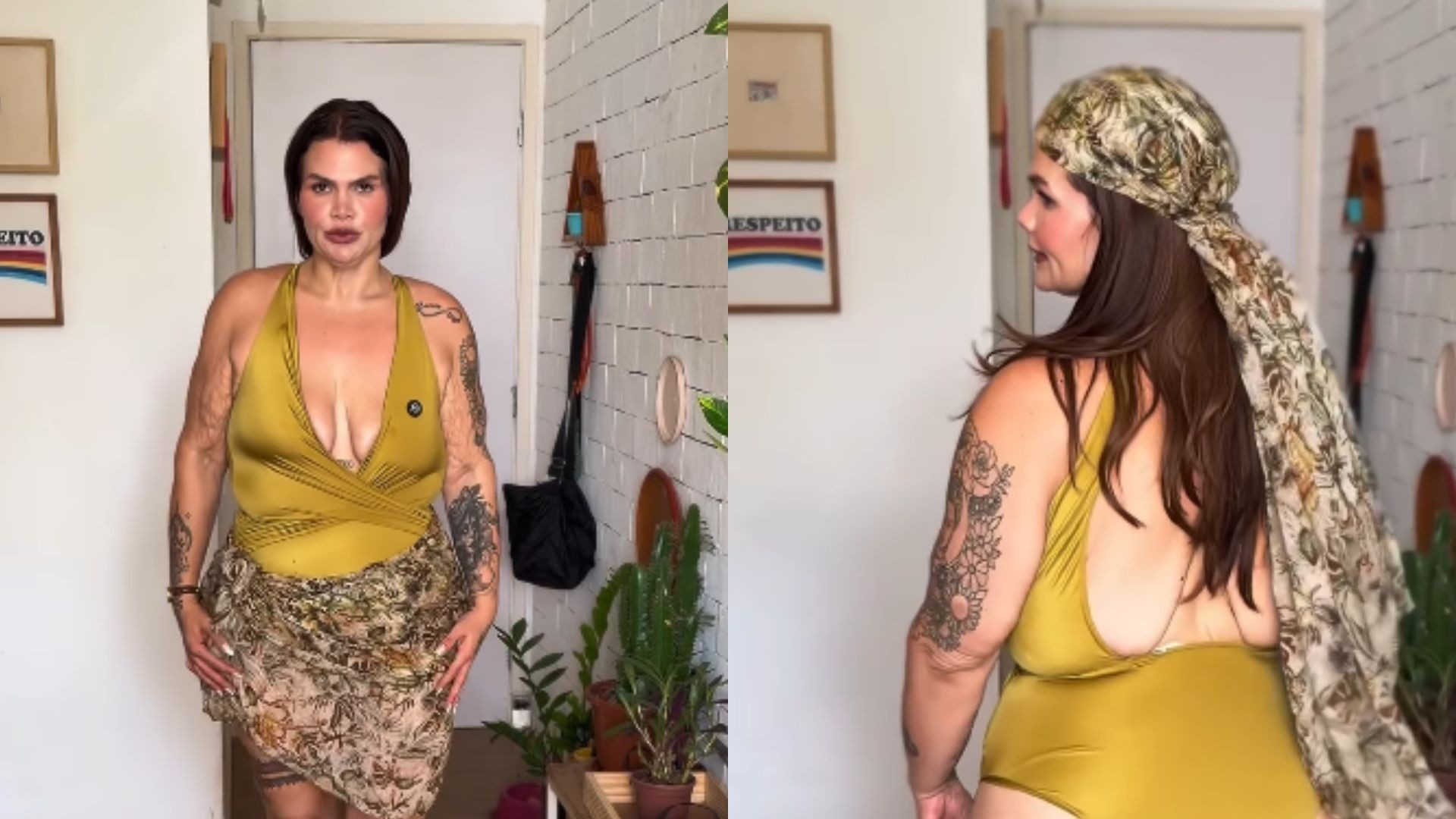 Thais Carla elege maiô europeu dourado e celebra look após perder 112 kg: "Estou gostosa"