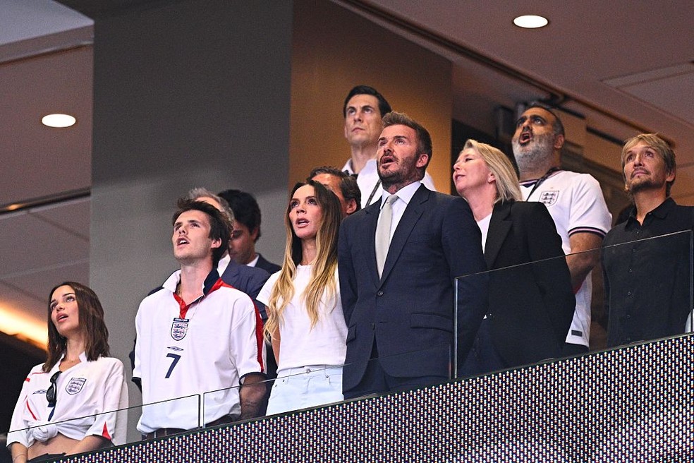 Família Beckham no jogo da Inglaterra x Argentina — Foto: GettyImages