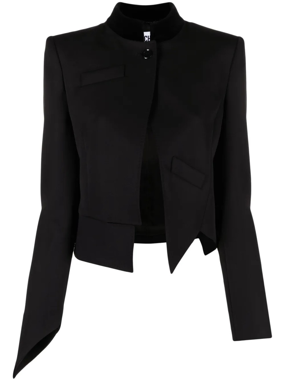 Blazer cropped assimétrico, Moschino — Foto: Reprodução