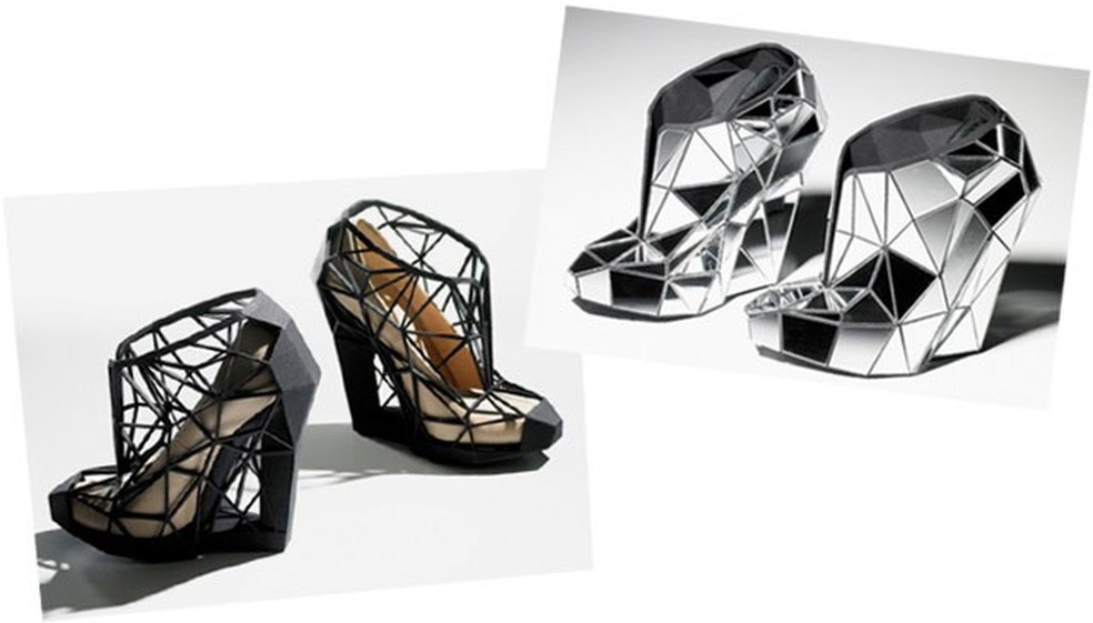 As duas versões do Invisible shoe, que leva uma estrutura de náilon (Foto: Divulgação) — Foto: Vogue