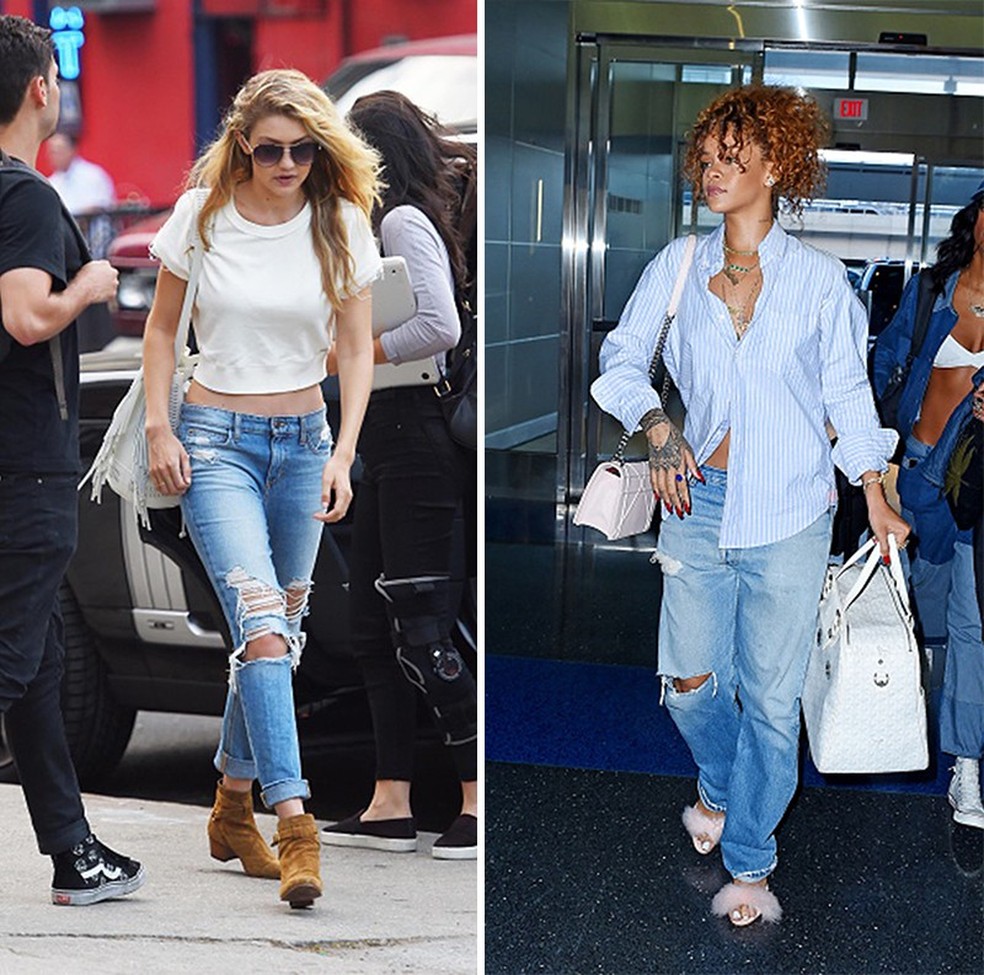 Jeans com o cós dobrado é tendência; veja como as famosas estão usando