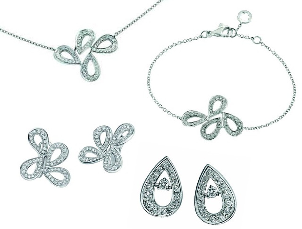 Na nova coleção de joias da Montblanc, a linha Pétales de Rose Motif traz motivos florais com diamantes em braceletes, brincos e colar (Foto: Divulgação) — Foto: Vogue