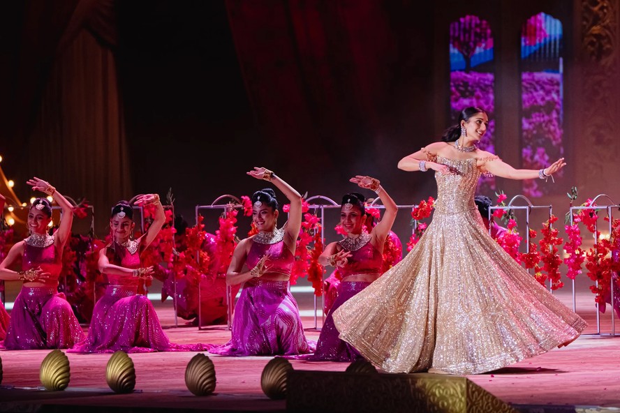 A noiva Radhika Merchant em uma das celebrações pré-casamento