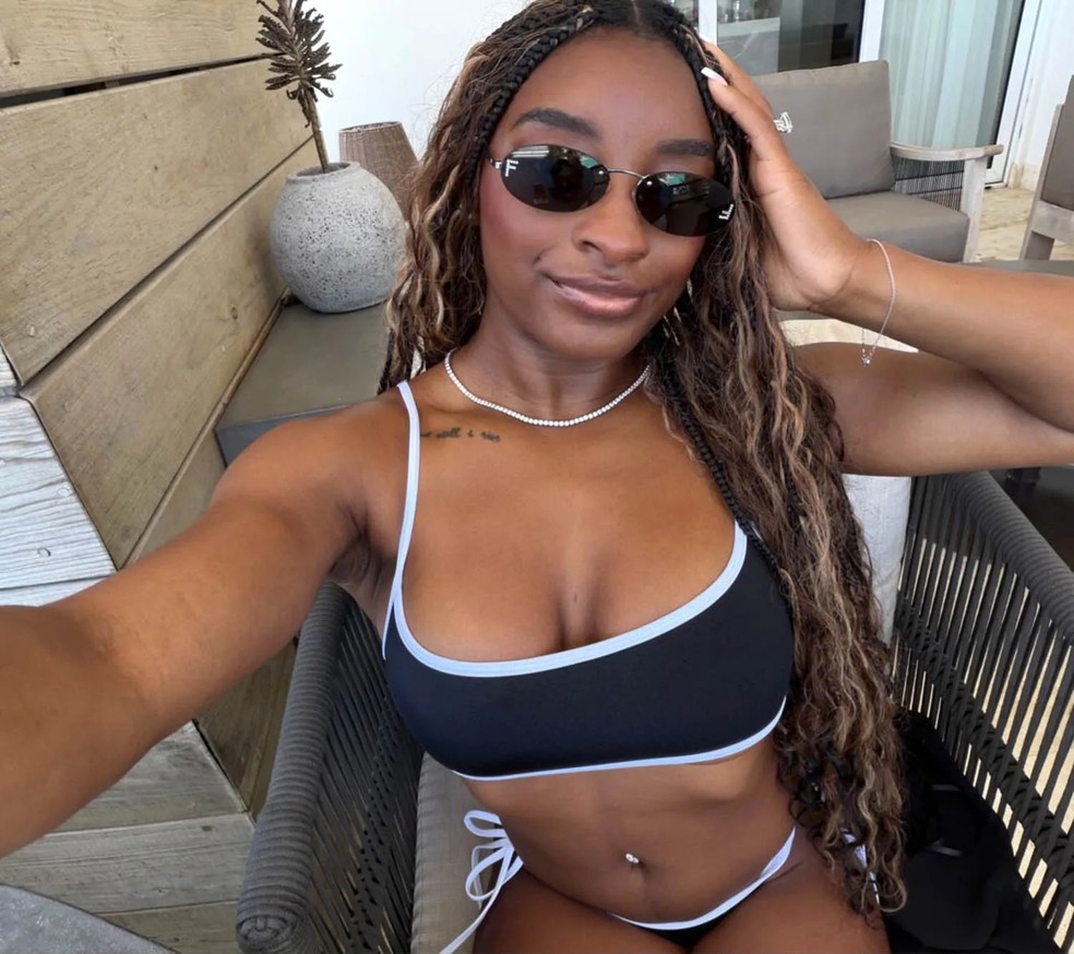 Simone Biles faz post — Foto: Reprodução/Instagram