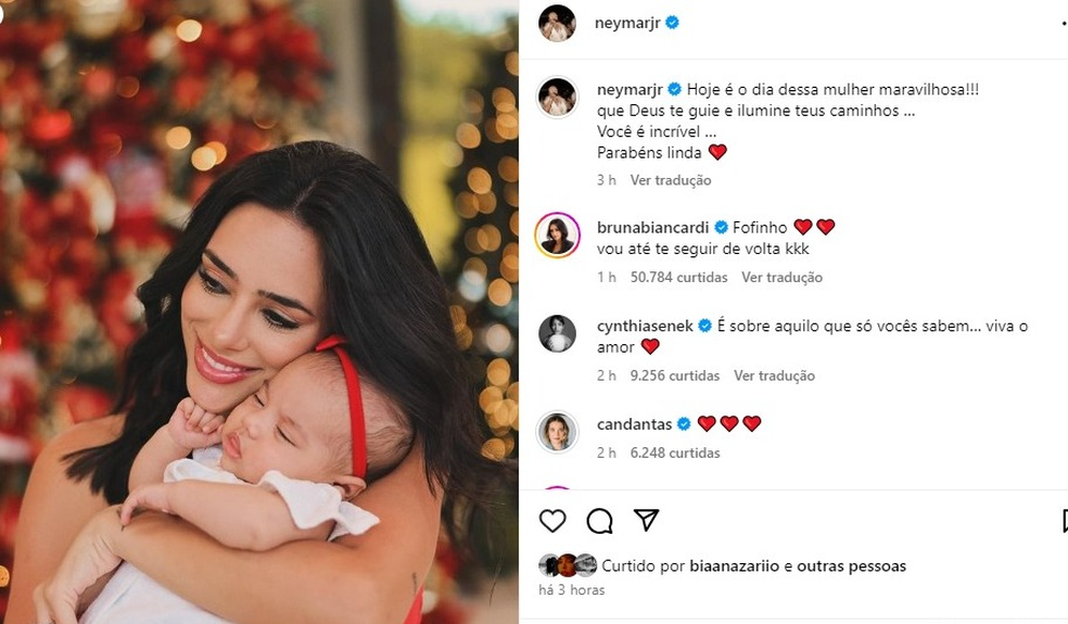 Neymar faz homenagem a Bruna Biancardi e ela retribui — Foto: Instagram