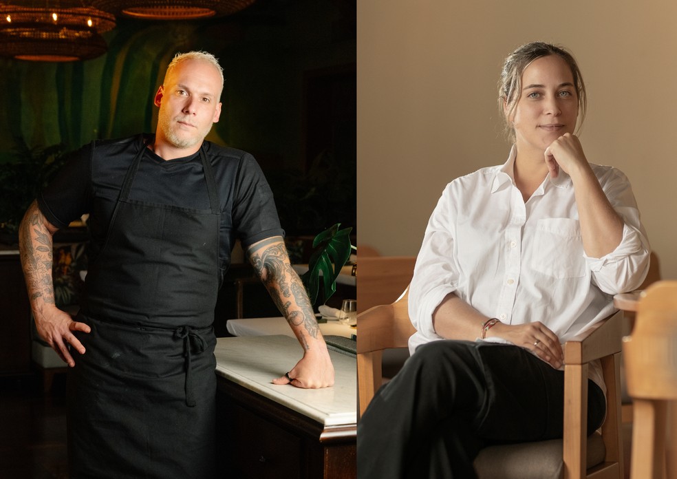 Jantar a quatro mãos entre Luiz Filipe Souza e Pía León — Foto: Divulgação