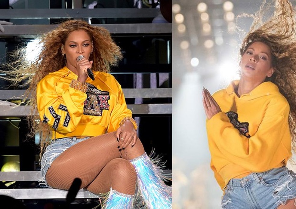 Beyoncé no Coachella e em foto postada em seu Instagram logo em seguida (Foto: Getty Images/ Reprodução Instagram) — Foto: Vogue