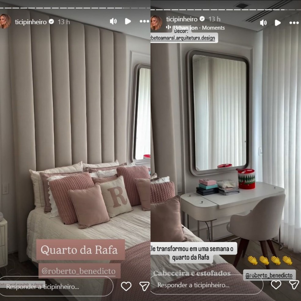 Quarto de Rafaella Justus na casa de Ticiane Pinheiro — Foto: Reprodução/Instagram