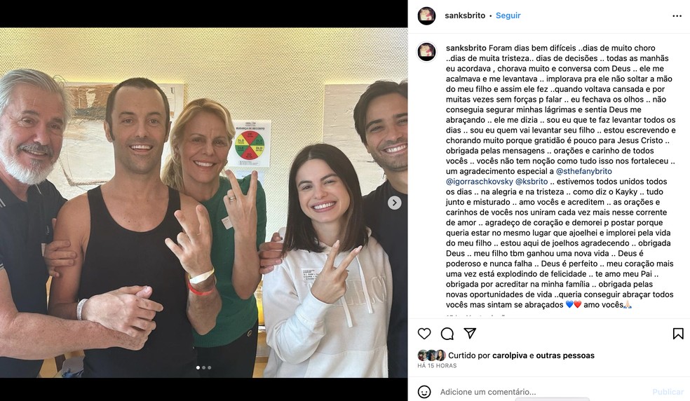 Post Sandra Brito — Foto: Reprodução/Instagram