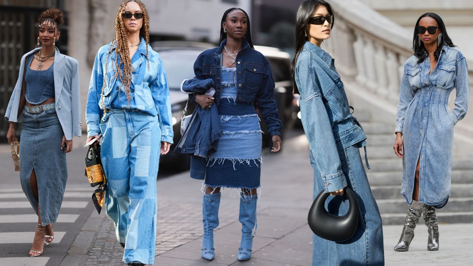 A tendencia do look all jeans a la anos 2000 esta de volta Moda Vogue