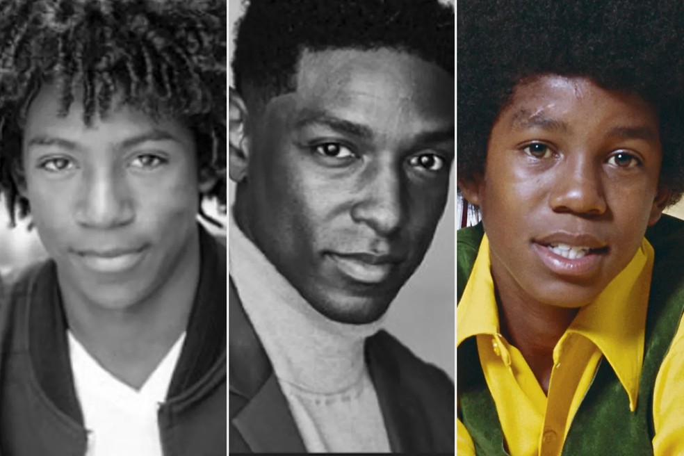 Jayden Harville e Jamal R. Henderson como Jermaine Jackson — Foto: Cortesia da Lionsgate; Arquivos Michael Ochs/Getty