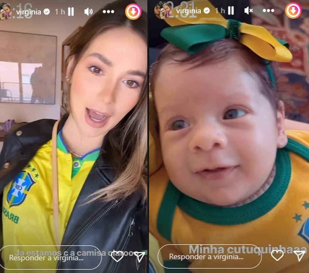 Virginia mostrou ela e as filhas prontas para a Copa do Mundo — Foto: Reprodução/ Instagram 