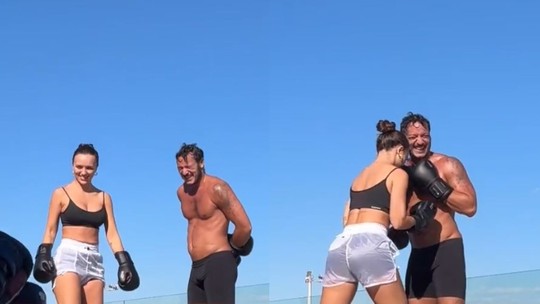 Rafa Kalimann exibe treino de boxe com namorado, Allan Souza, e brinca: "Marreta não tem dó"