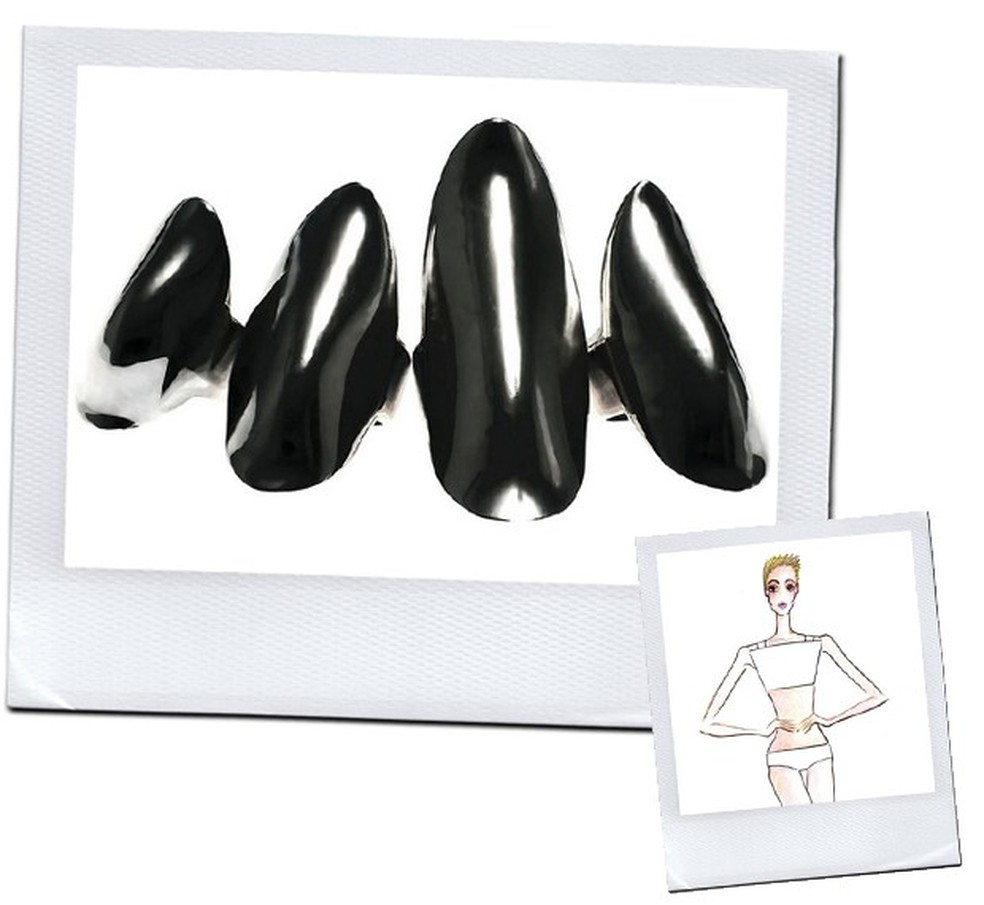 Os modelos de anel luva do designer de joias Raphael Falci acompanharão a coleção de linhas minimalistas de Lenny em seu desfile de verão 2013 (Foto: Reprodução) — Foto: Vogue