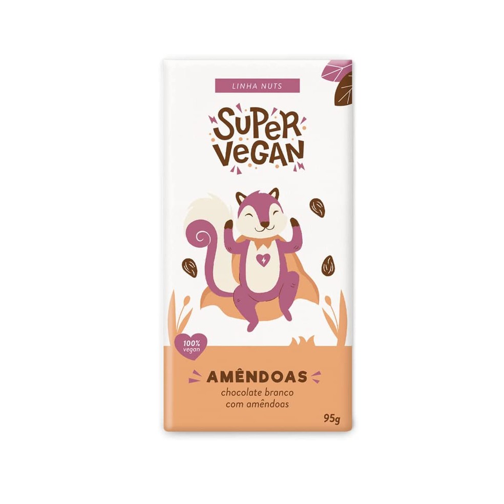 Chocolate Branco com Amêndoas Vegano Super Vegan — Foto: Reprodução/Amazon