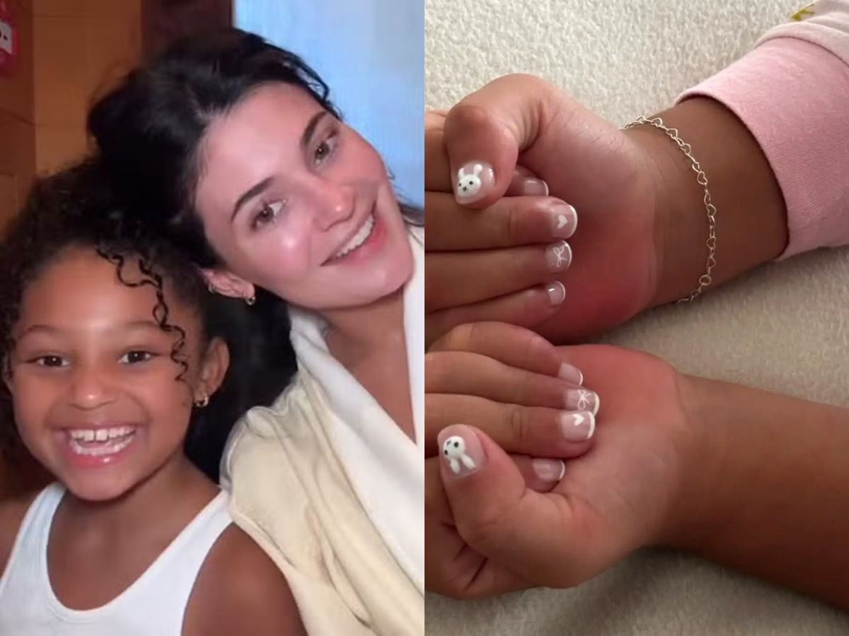 Stormi, filha de Kylie Jenner, se prepara para a Páscoa com uma manicure temática
