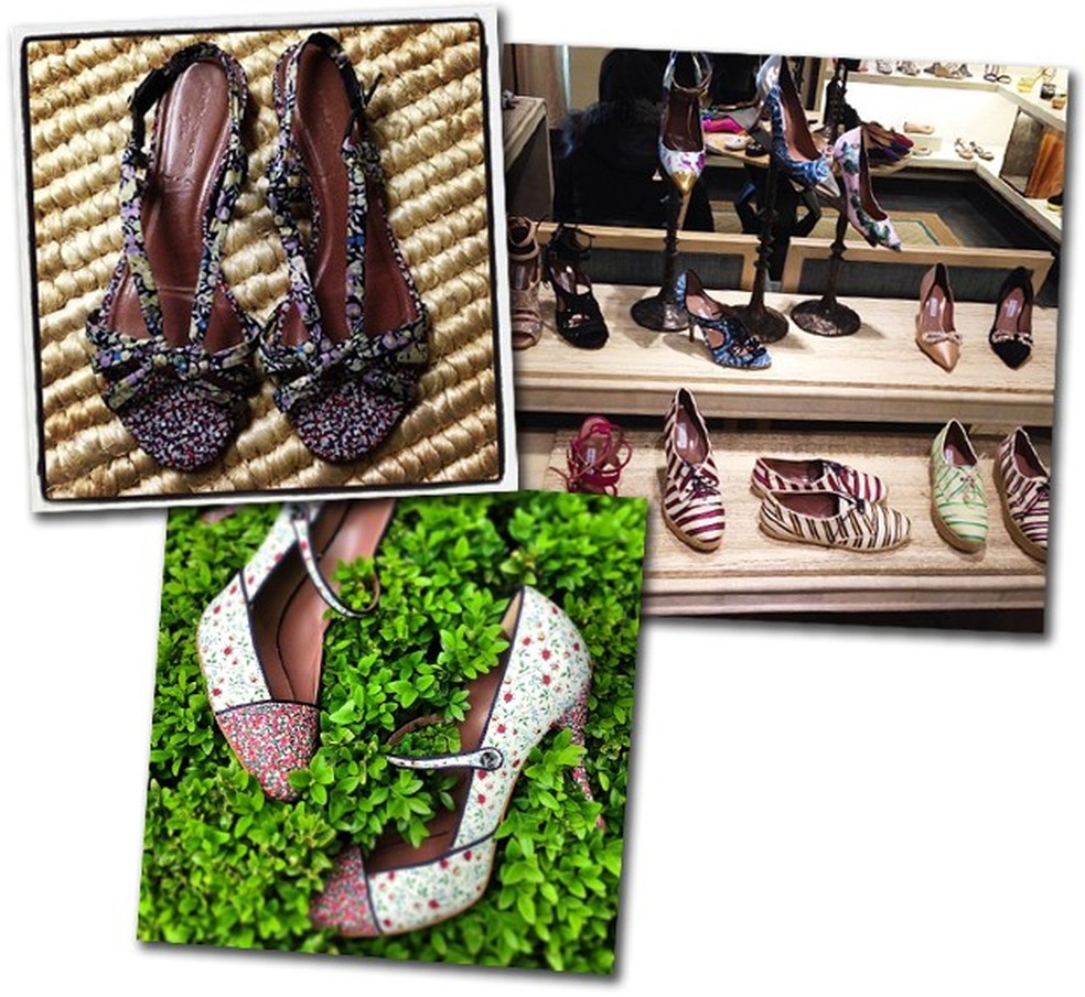 À esquerda, dois modelos que fazem parte da coleção de Simmons para a J.Crew e à direita alguns dos sapatos de sua nova coleção, inclusive o modelo "Dolly" que virou queridinho entre as celebs no verão do Hemisfério Norte (Foto: Reprodução/Instagram) — Foto: Vogue