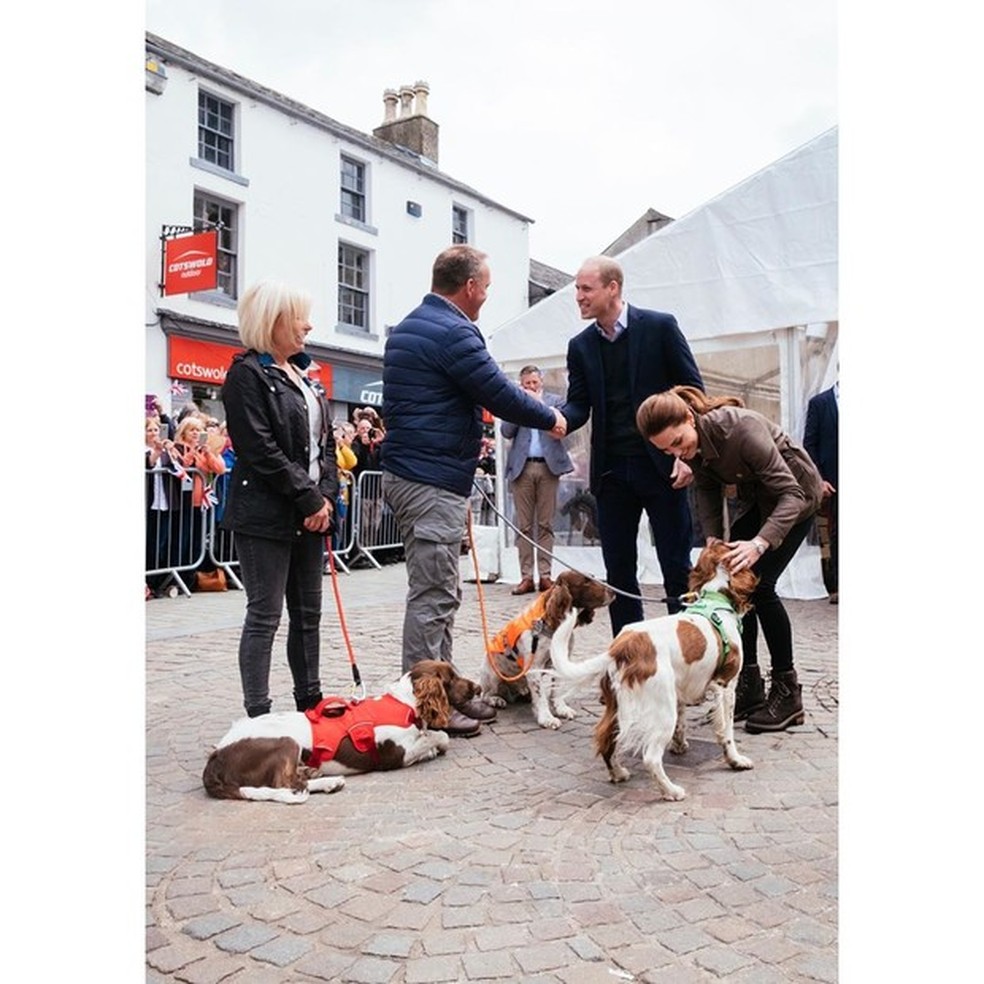 Kate brincando com os cachorros (Foto: Reprodução/Instagram) — Foto: Vogue