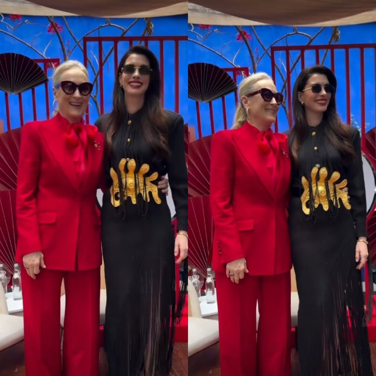 Anne Hathaway e Meryl Streep divulgam 