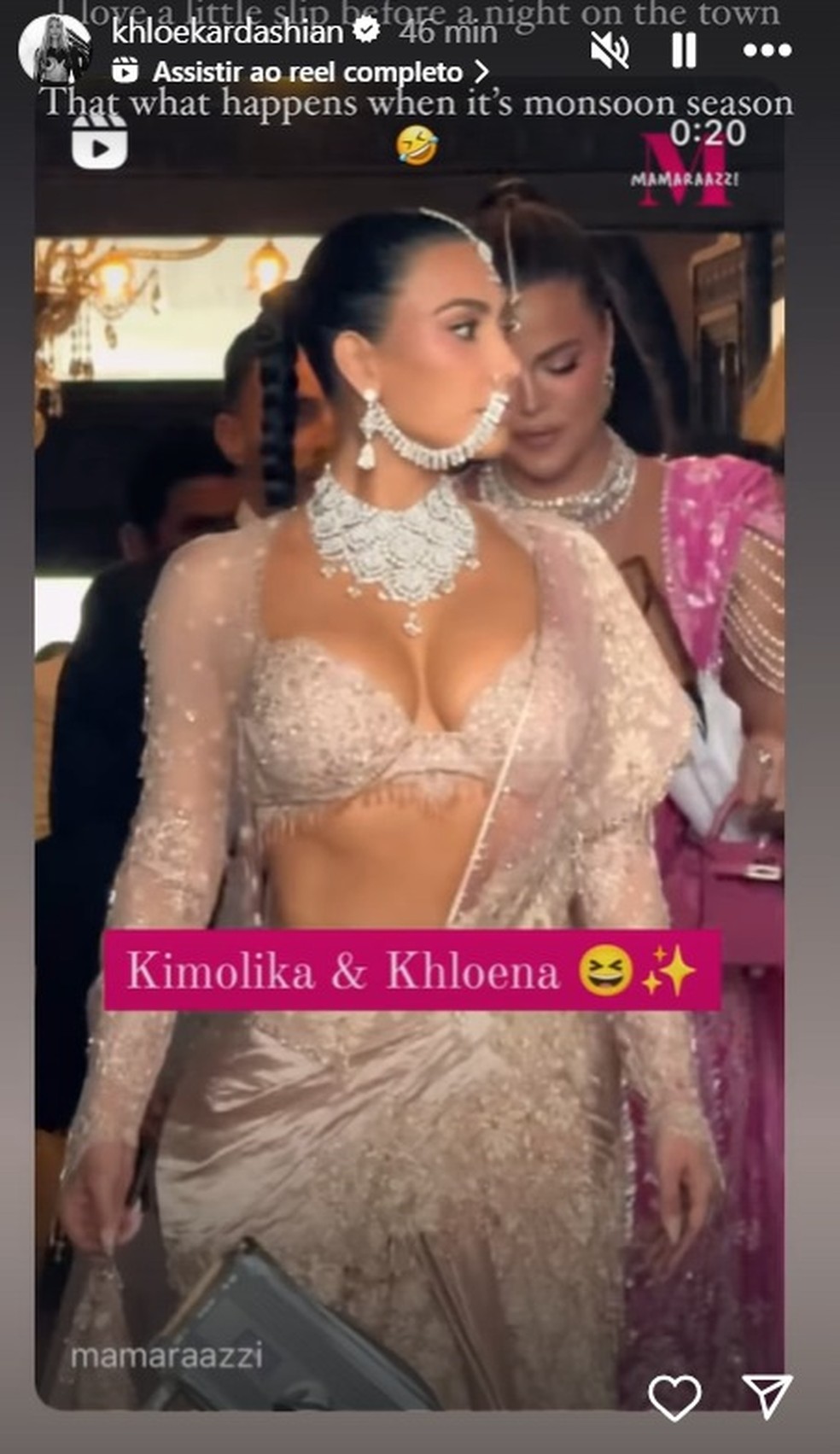 Kim Kardashian e a irmã, Khloe — Foto: Reprodução/Instagram
