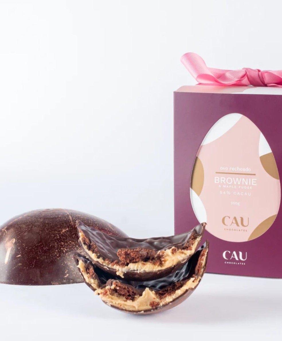 Cau Chocolates – Ovo Recheado Brownie & Maple Fudge 54% Cacau | 500g — R$498,00 — Foto: Divulgação
