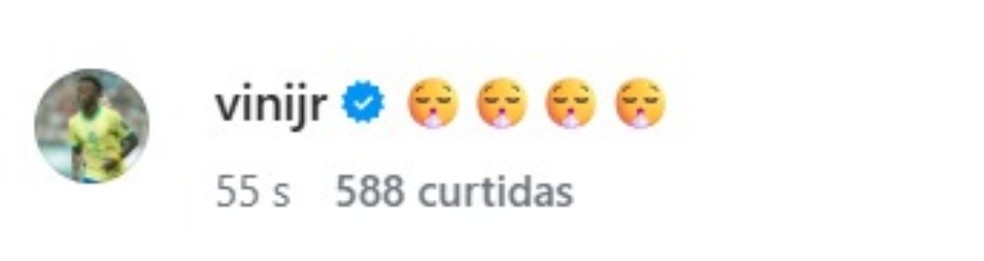 Vini Jr. deixa comentário em post de Virginia Fonseca — Foto: Reprodução/Instagram