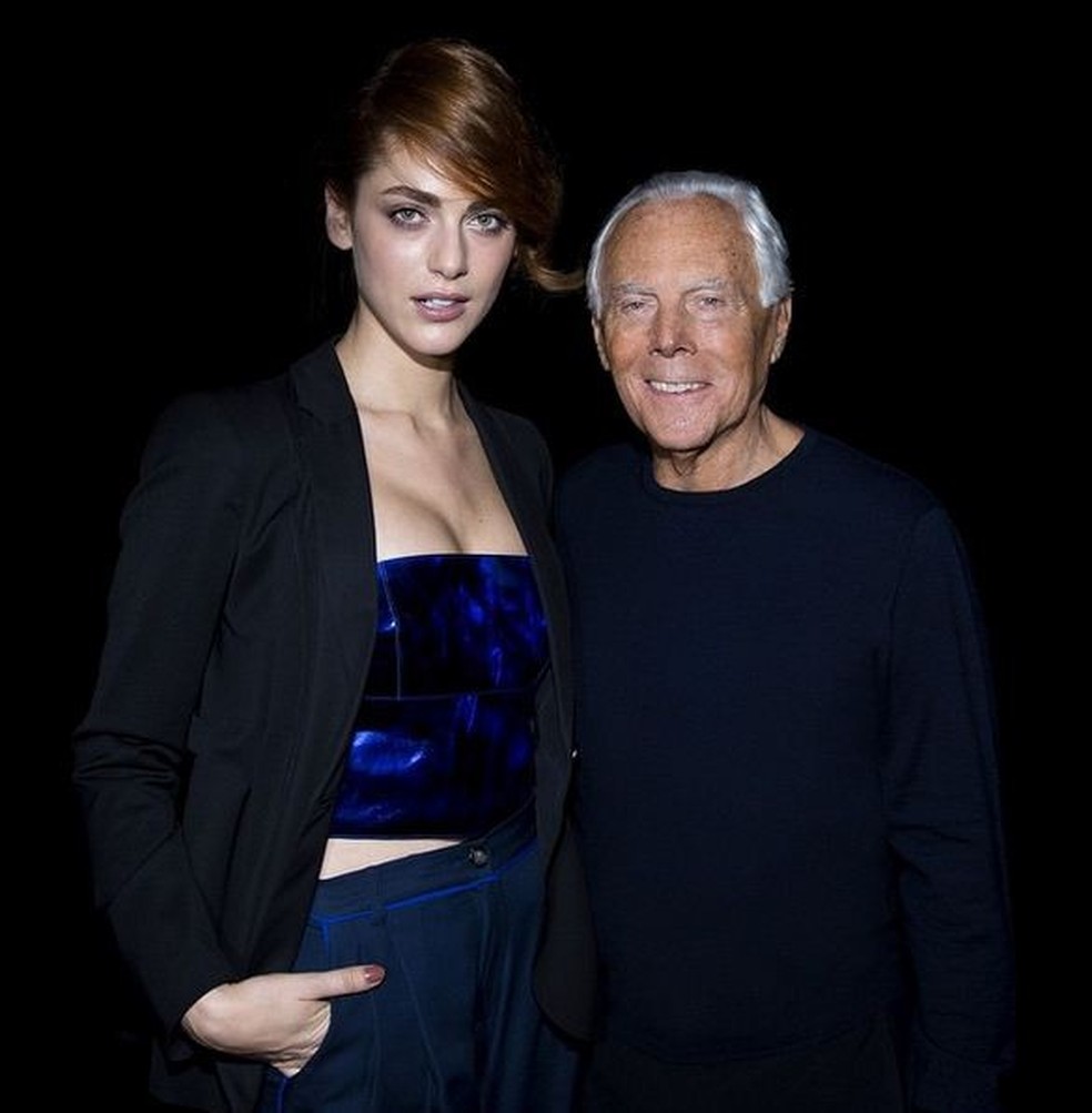 Giorgio Armani e Miriam Leone (Foto: Reprodução/Instagram) — Foto: Vogue