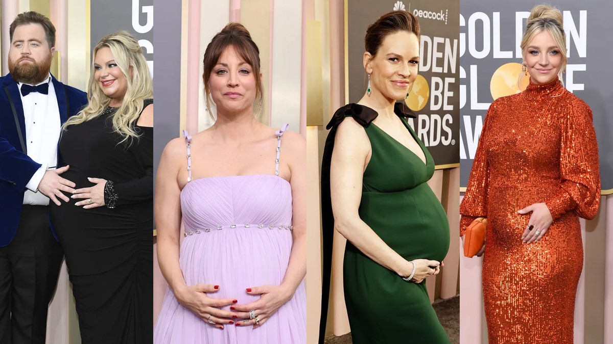Famosas grávidas apostam em produções glamourosas no Globo de Ouro 2023