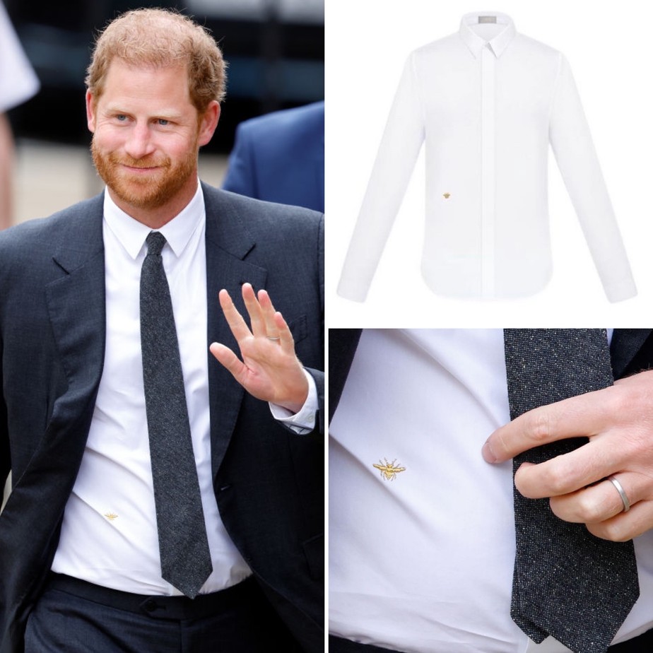 Príncipe Harry escolhe camisa com bordado de abelha da Dior