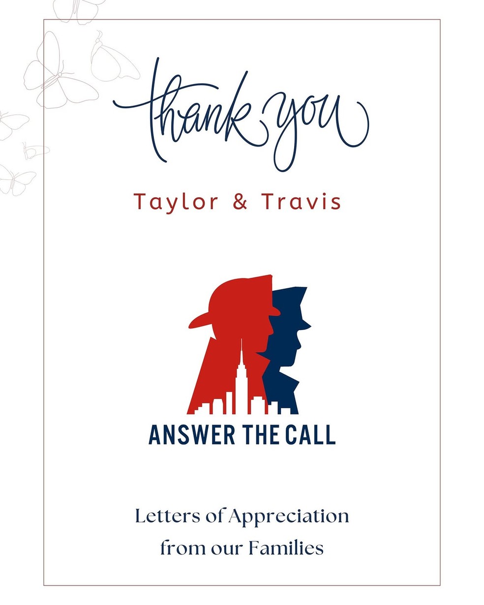 A organização compartilhou diversas mensagens carinhosas escritas para Taylor e Travis — Foto: Reprodução/Instagram