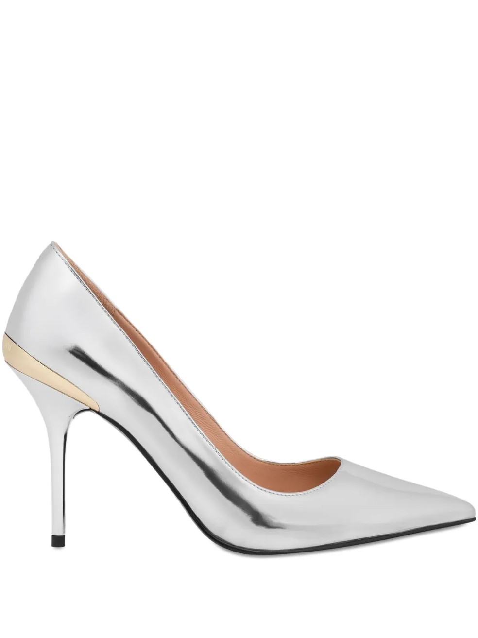Scarpin bico fino prateado, Love Moschino — Foto: Reprodução
