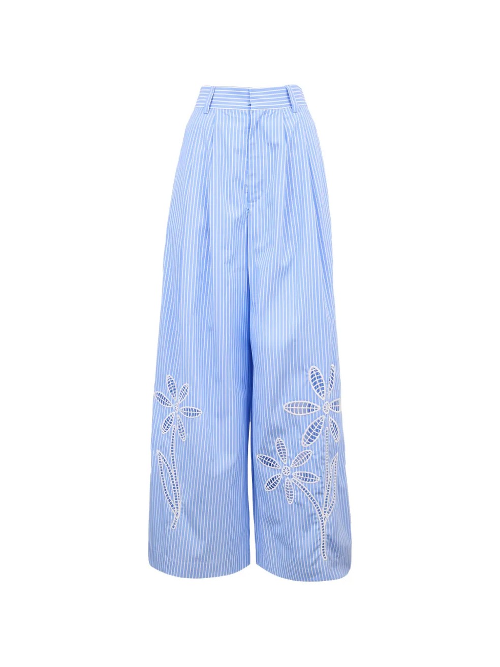 Calça listrada com bordado floral, Mira Mikati — Foto: Reprodução