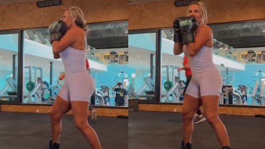 Gretchen surge animada em treino de boxe e ganha elogios: "Inspiradora"