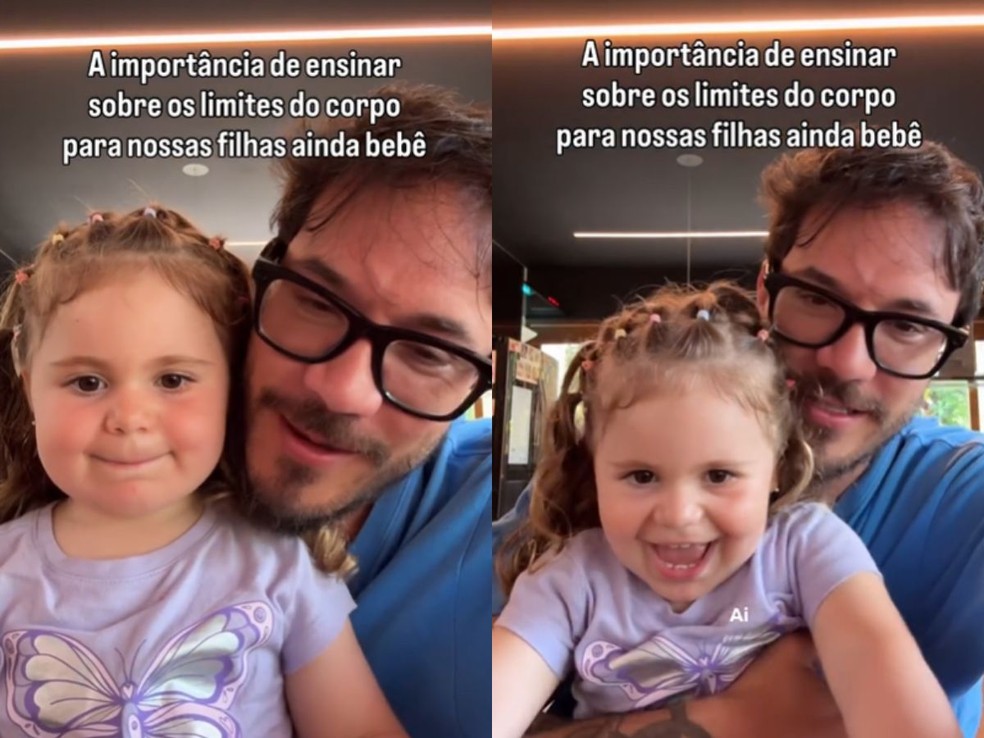 Eliezer compartilha momento educativo com Lua e reflete sobre o respeito aos limites do corpo — Foto: Reprodução/Instagram