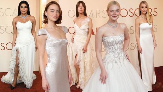 Famosos elegem looks em branco e off-white para o tapete vermelho do Oscar 2026 Famosos elegem looks em branco e off-white para o tapete vermelho do Oscar 2026