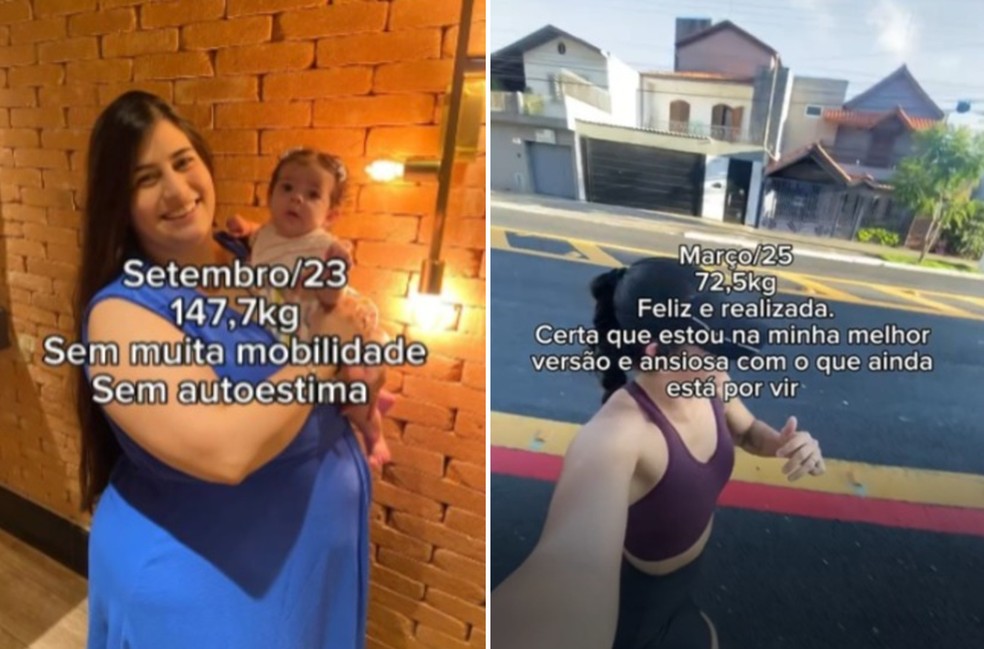Bruna Moura mostra antes e depois — Foto: Instagram