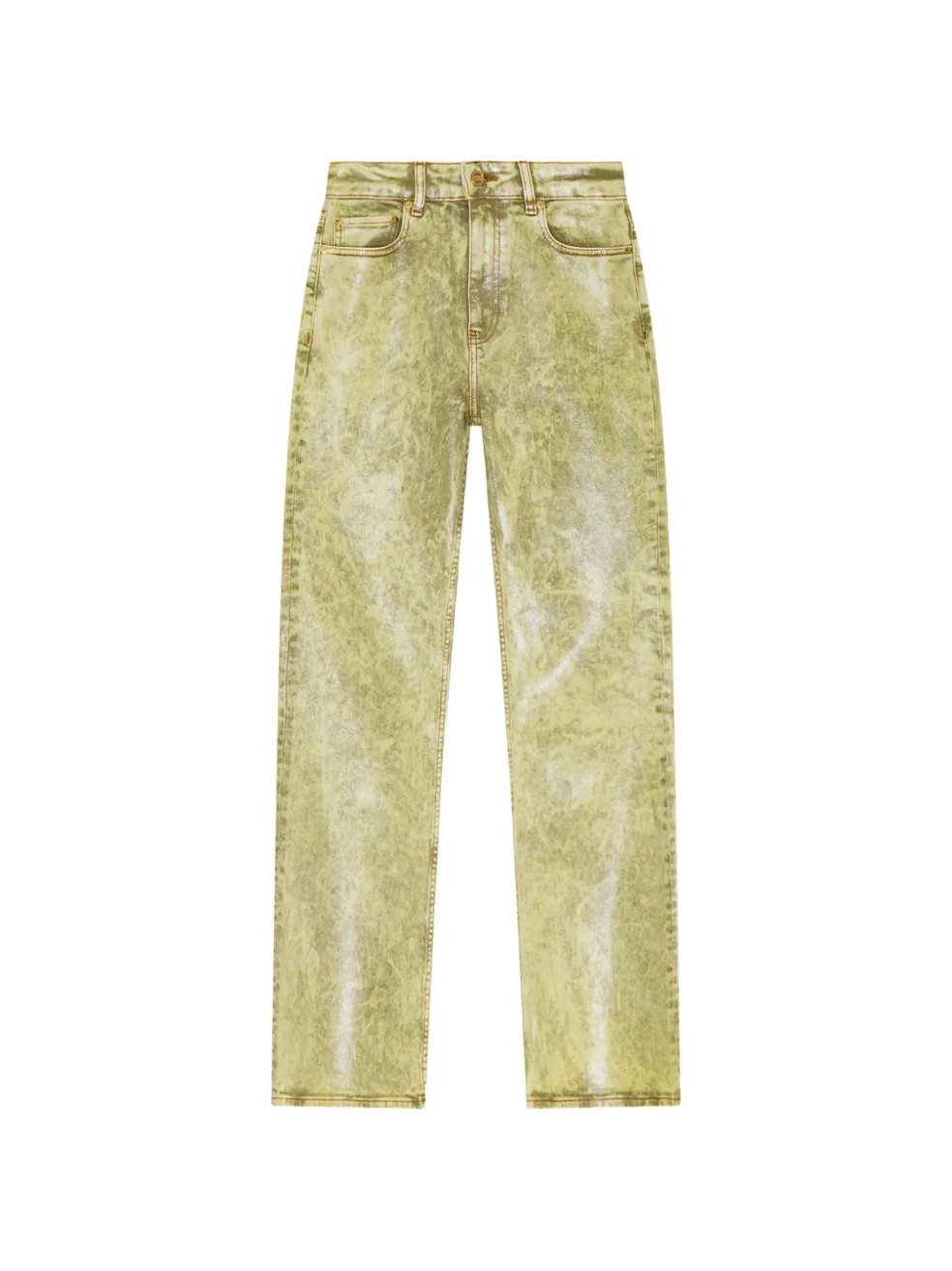 Calça jeans com efeito manchado, Ganni — Foto: Reprodução