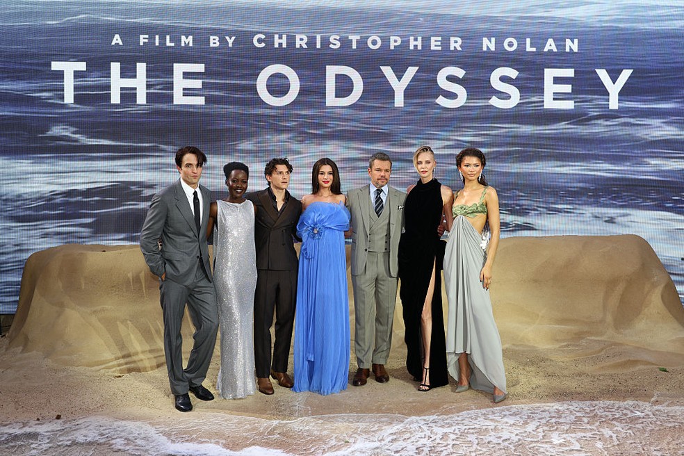Robert Pattinson, Lupita Nyong'o, Tom Holland, Anne Hathaway, Matt Damon, Charlize Theron e Zendaya — Foto: GettyImages