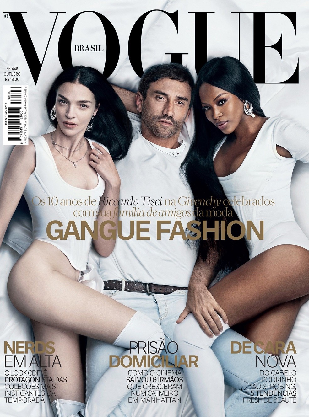 Mariacarla Boscono, Riccardo Tisci e Naomi Campbell na capa da Vogue Brasil de outubro de 2015. (Foto: Luigi e Iango) — Foto: Vogue