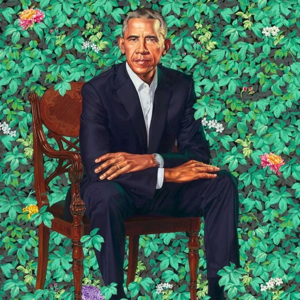 'Barack Obama' (2018), Kehinde Wiley. Smithsonian Portrait Gallery — Foto: Reprodução / Instagram