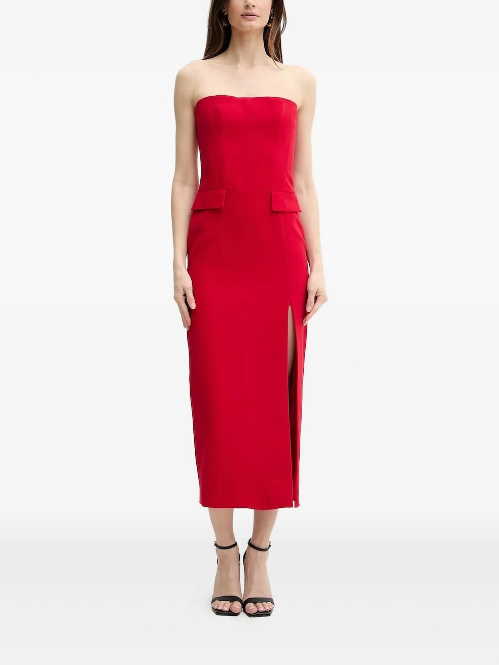 Vestido vermelho sem alça, da Bardot — Foto: Divulgação