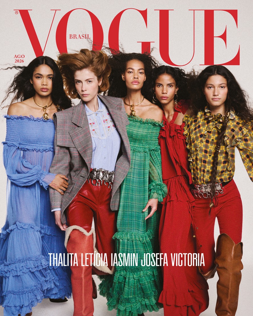 Thalita Ferreira, Letícia Hall, Iasmin Reis, Josefa Santos e Victoria Blecher para a Vogue de agosto de 2026