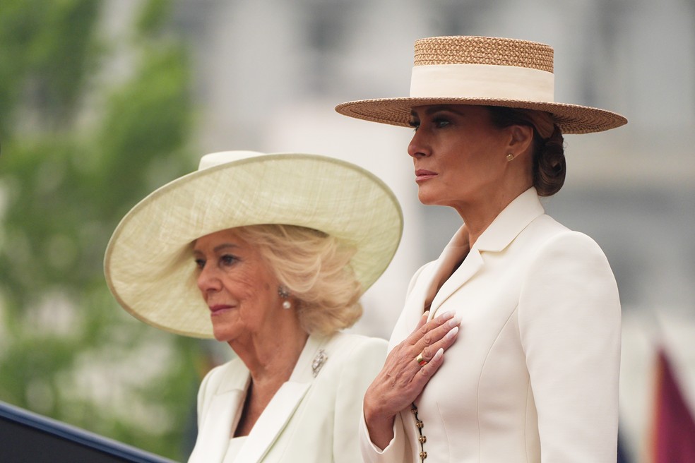 Rainha Camilla e Melania Trump — Foto: Getty Images