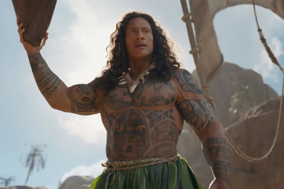 Dwayne Johnson na adaptação em live-action de 'Moana — Foto: Disney