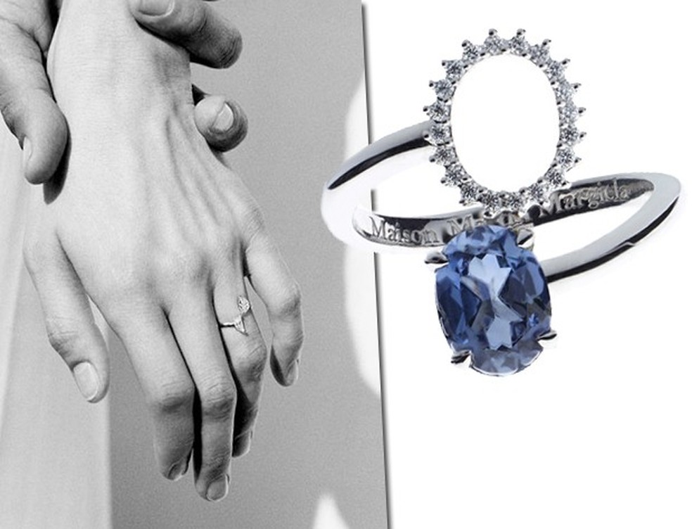 O engagement ring nas mãos e, ao lado, o anel Pompadour, que inspirou seu design (Foto: Divulgação) — Foto: Vogue