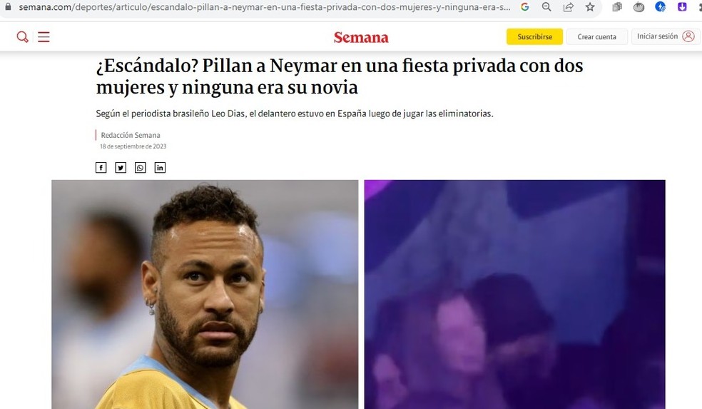 Imprensa internacional repercute "noitada" de Neymar — Foto: Reprodução